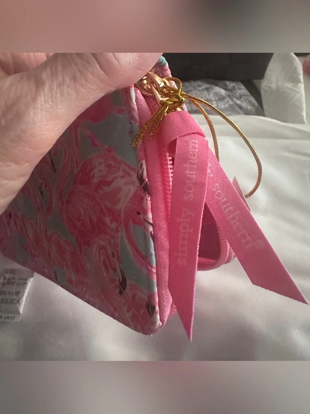 Simply Southern Pink Flamingo Quilted Card Holder Wallet with Aqua Accents {NWT}